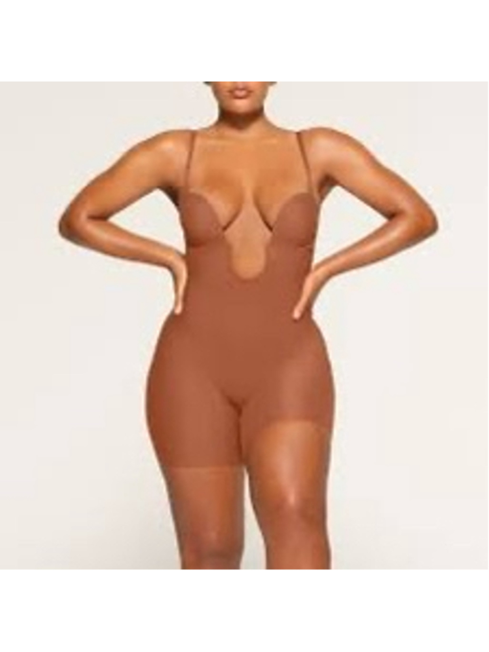 Skims Deep Plunge Shapewear Mid Thigh Bodysuit Seamless Underwire BRONZE M